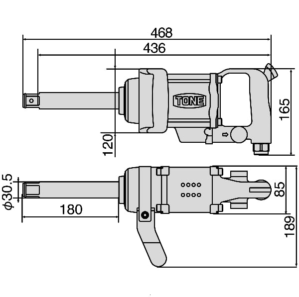 エアーインパクトレンチ AIS8330L(ストレートタイプ) TONE(トネ)