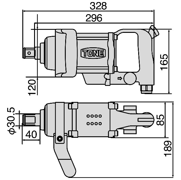 エアーインパクトレンチ AIS8330S(ショートアンビル・ストレートタイプ) TONE(トネ)