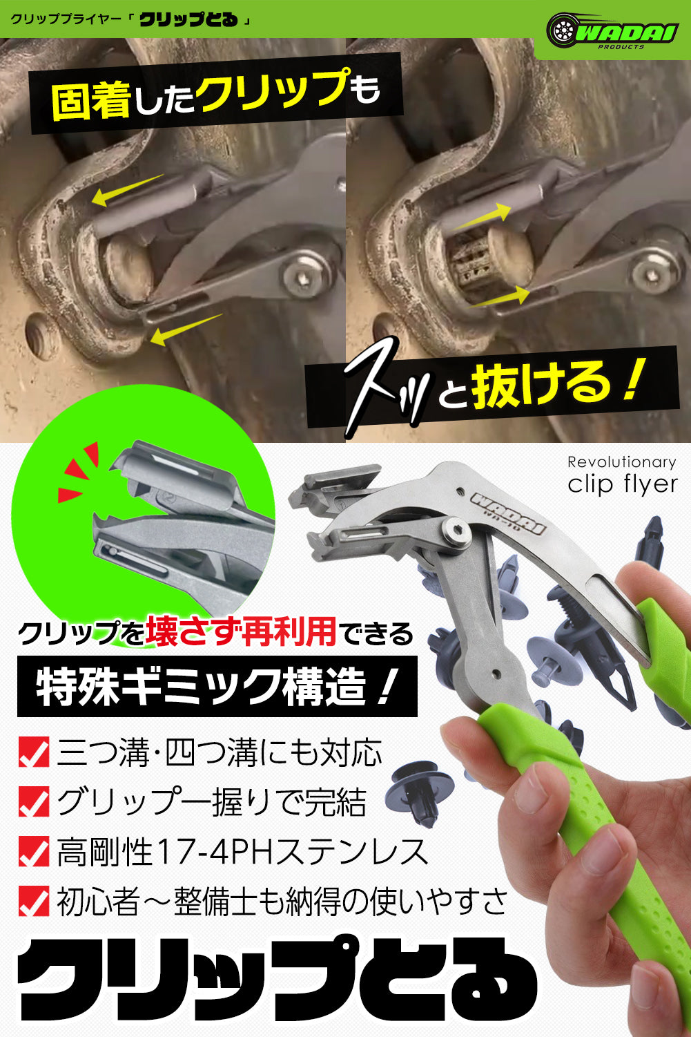 ワダイプロダクツ クリップとる WA-10